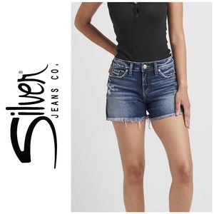 Silver Jeans Co Suki Mid Rise Short Cutoff Distressed